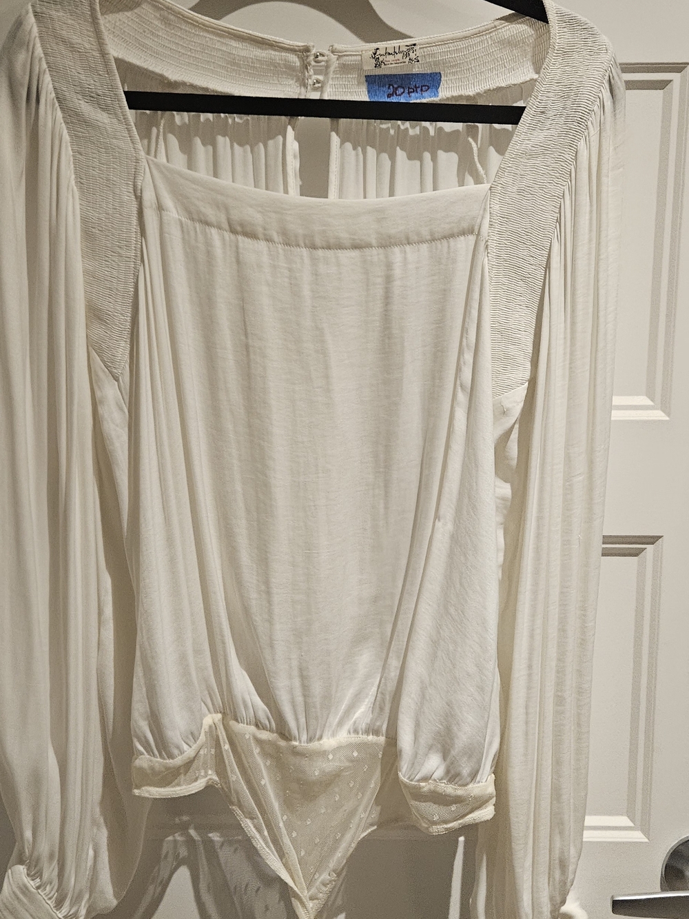 💥2/$15💥Free People Cream/White Long Sleeve Bodysuit
